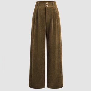 CIDER Office Siren Corduroy High Waist Pleated Wide Leg Trouser NWT Size Medium